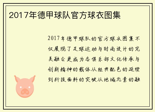 2017年德甲球队官方球衣图集